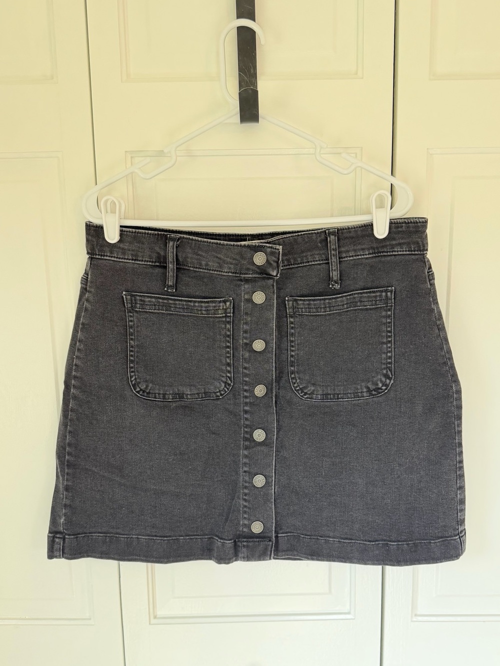 Madewell Black Denim Button Front Mini Skirt Size 31
